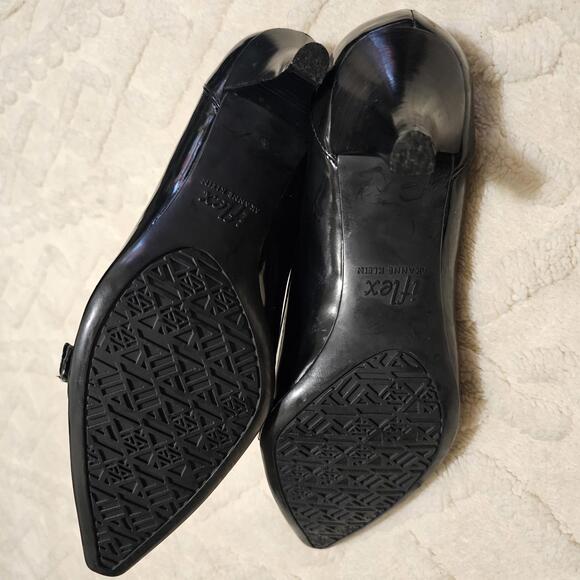 Anne Klein iflex Black Crocodile Embossed Patent Leather Pointed Kitten Heels 7 - Picture 8 of 9